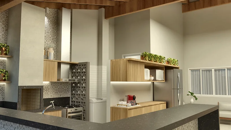 Casa Varanda Gourmet — perspectiva 3D, imagem 4 de 12