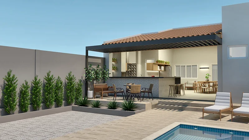 Casa Varanda Gourmet — perspectiva 3D, imagem 8 de 12